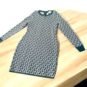 Black Michael Kors long sleeve sweater logo fitted dress